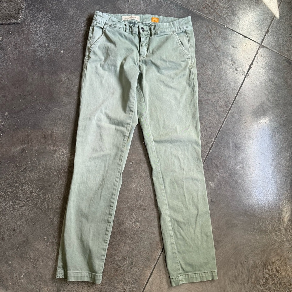 Pilcro and the letterpress green chino Anthropologie pants size 27 EUC